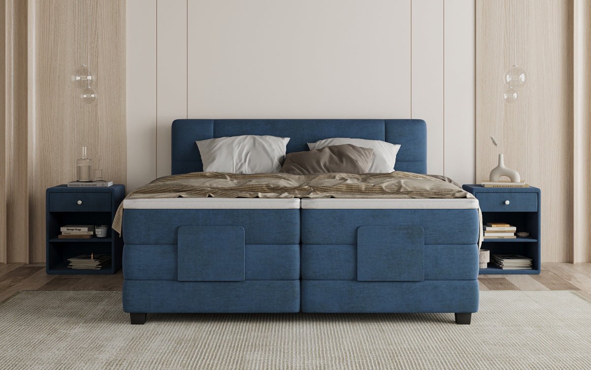 Box spring bed Noela velvet electrically adjustable