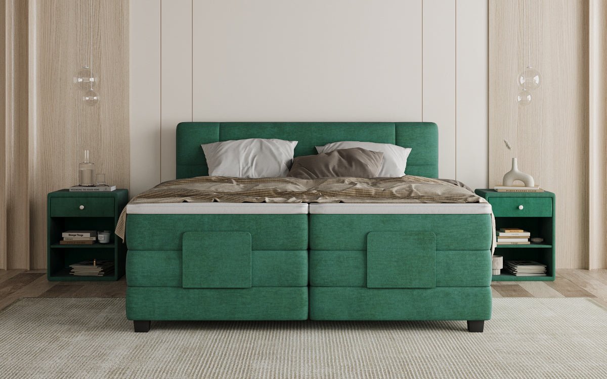 Box spring bed Noela velvet electrically adjustable