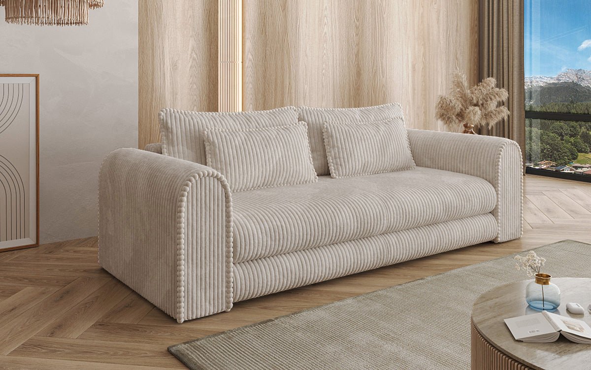 Designer Sofa Lil Buddy 3-seater with sleeping function and storage in wide corduroy