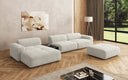 Designer corner sofa Calm with ottoman and side table in bouclé