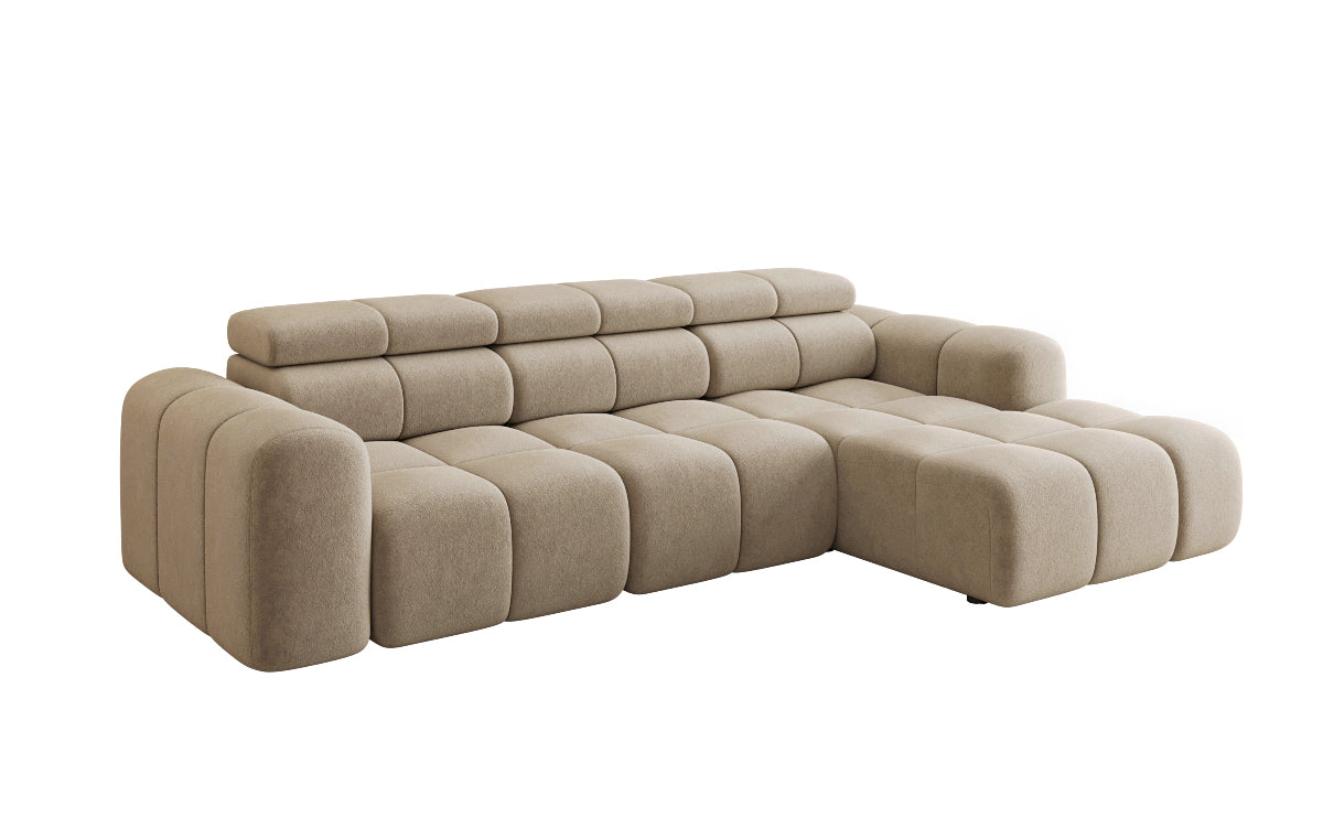 Designer Sofa Mia L mit elektrischer Sitzerweiterung in Chenille