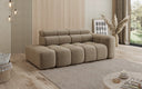 Designer 3-Seater Sofa with Chaise Longue Mia in Chenille