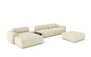 Designer corner sofa Calm with ottoman and side table in bouclé