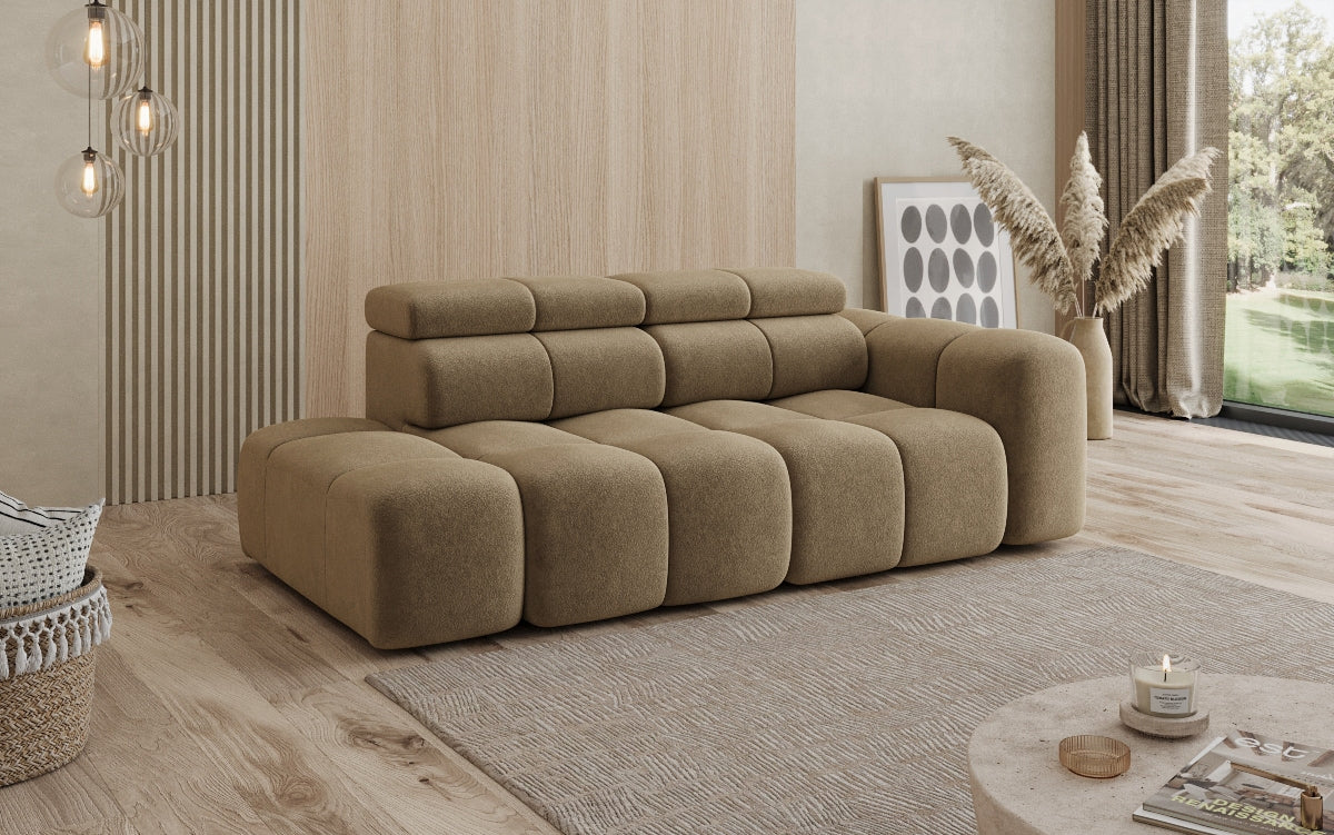 Designer Sofa 3-Sitzer mit Chaise Longue Mia in Chenille
