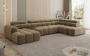 Designer sofa living area Mia with electric seat extension in chenille