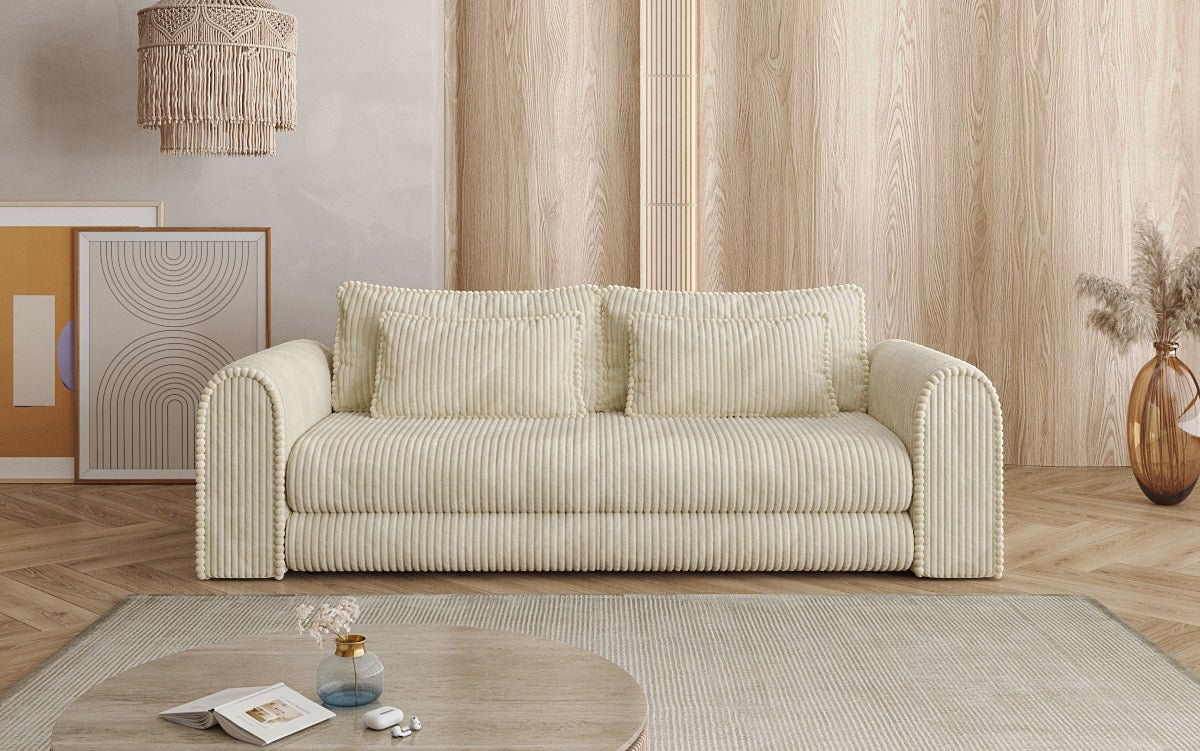Designer Sofa Lil Buddy 3-seater with sleeping function and storage in wide corduroy