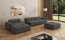 Designer corner sofa Calm with ottoman and side table in bouclé