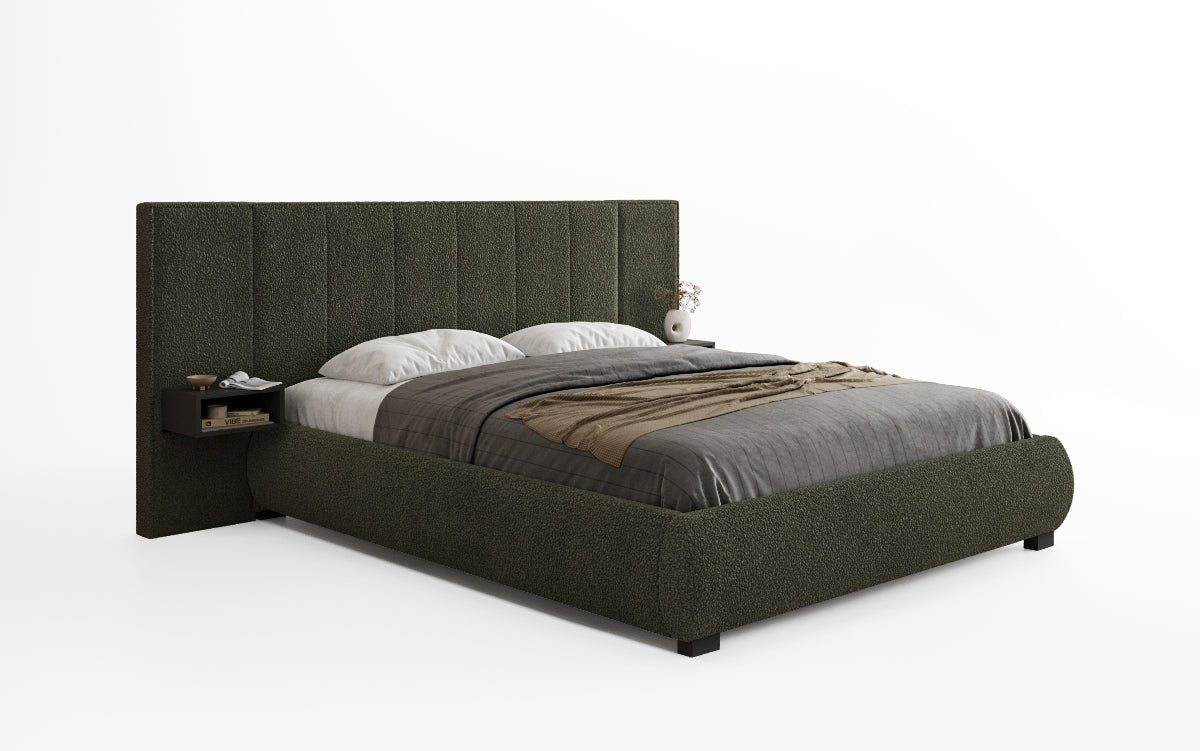 Designer Upholstered Bed Elvara in Bouclé with Storage