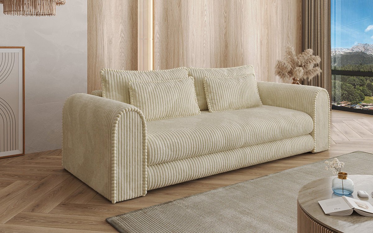 Designer Sofa Lil Buddy 3-seater with sleeping function and storage in wide corduroy