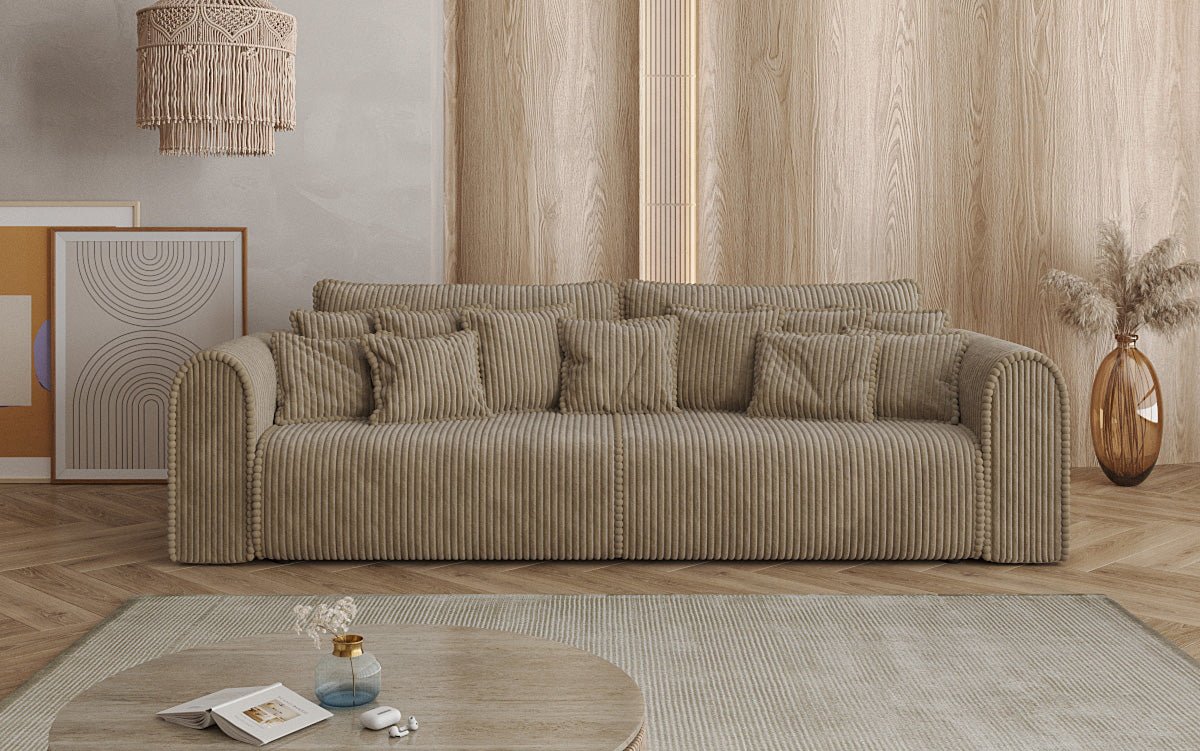 Designer Sofa Big Buddy 3-Seater with Sleeping Function and Storage in Wide Corduroy