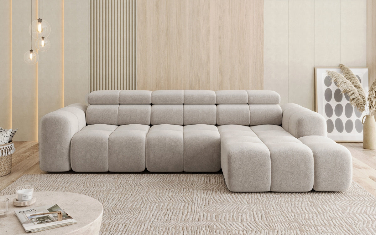 Designer Sofa Mia L mit elektrischer Sitzerweiterung in Chenille