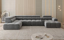 Designer sofa living area Mia with electric seat extension in chenille