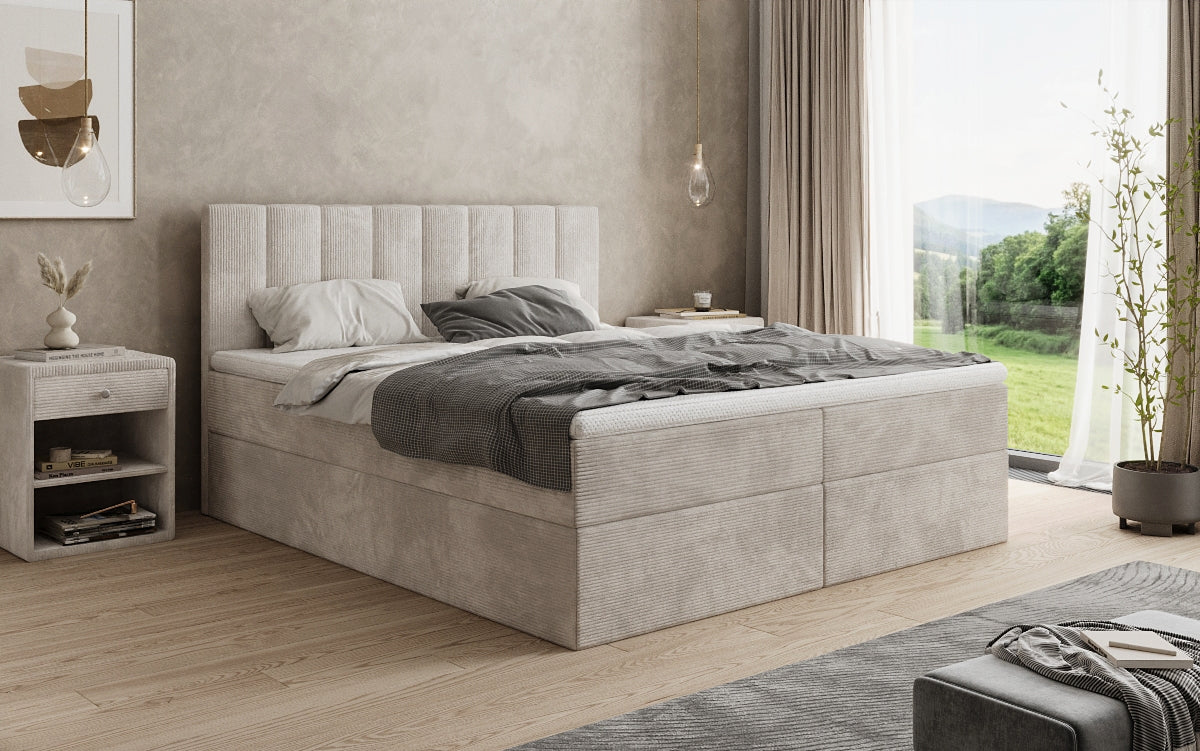 Sofia box spring bed in Corduroy with storage