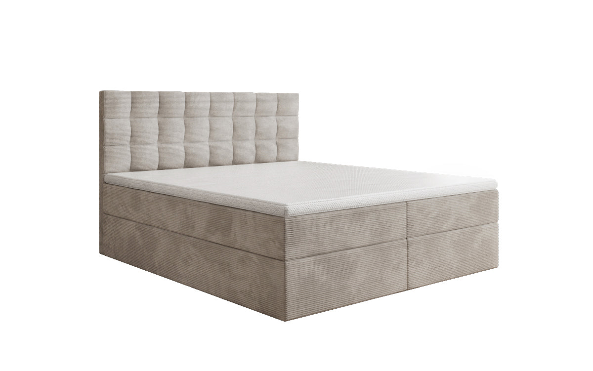 Como box spring bed in corduroy with storage