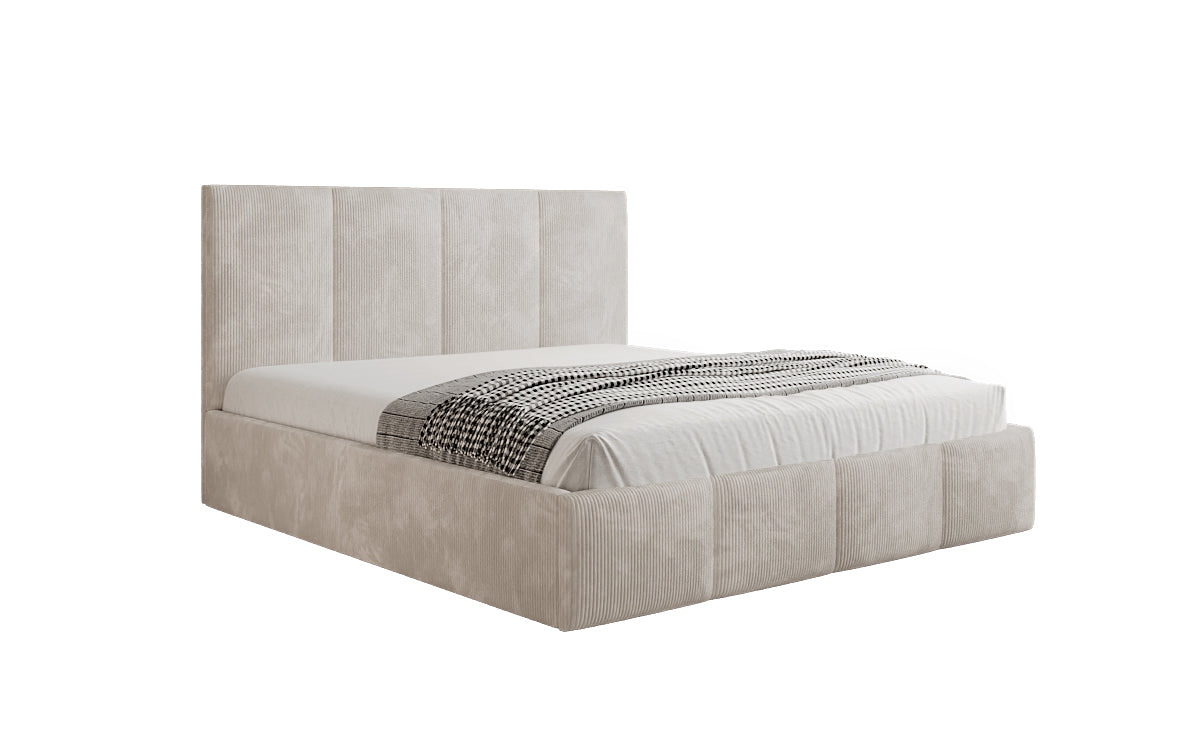 Designer upholstered bed Mina in Corduroy with storage space