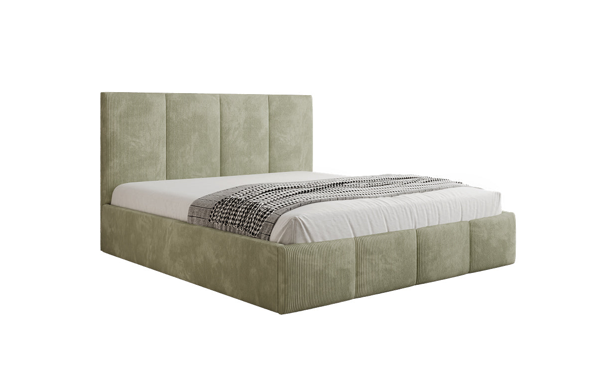 Designer upholstered bed Mina in Corduroy with storage space