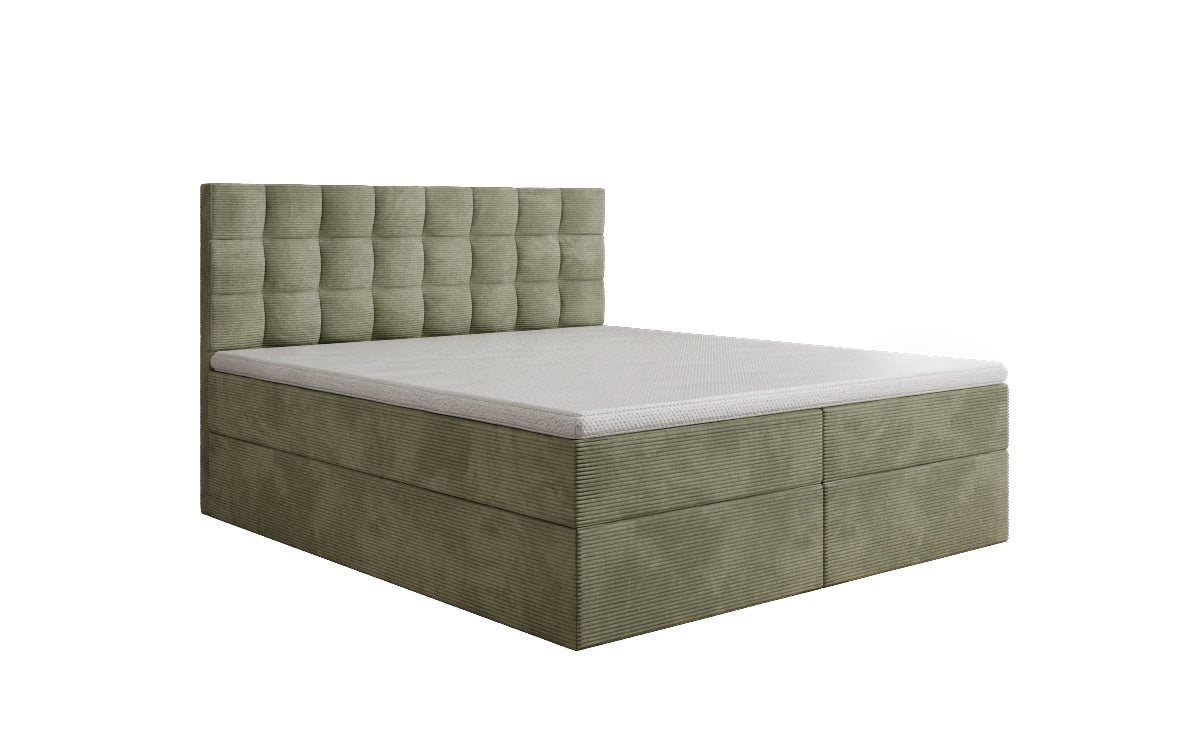 Como box spring bed in corduroy with storage