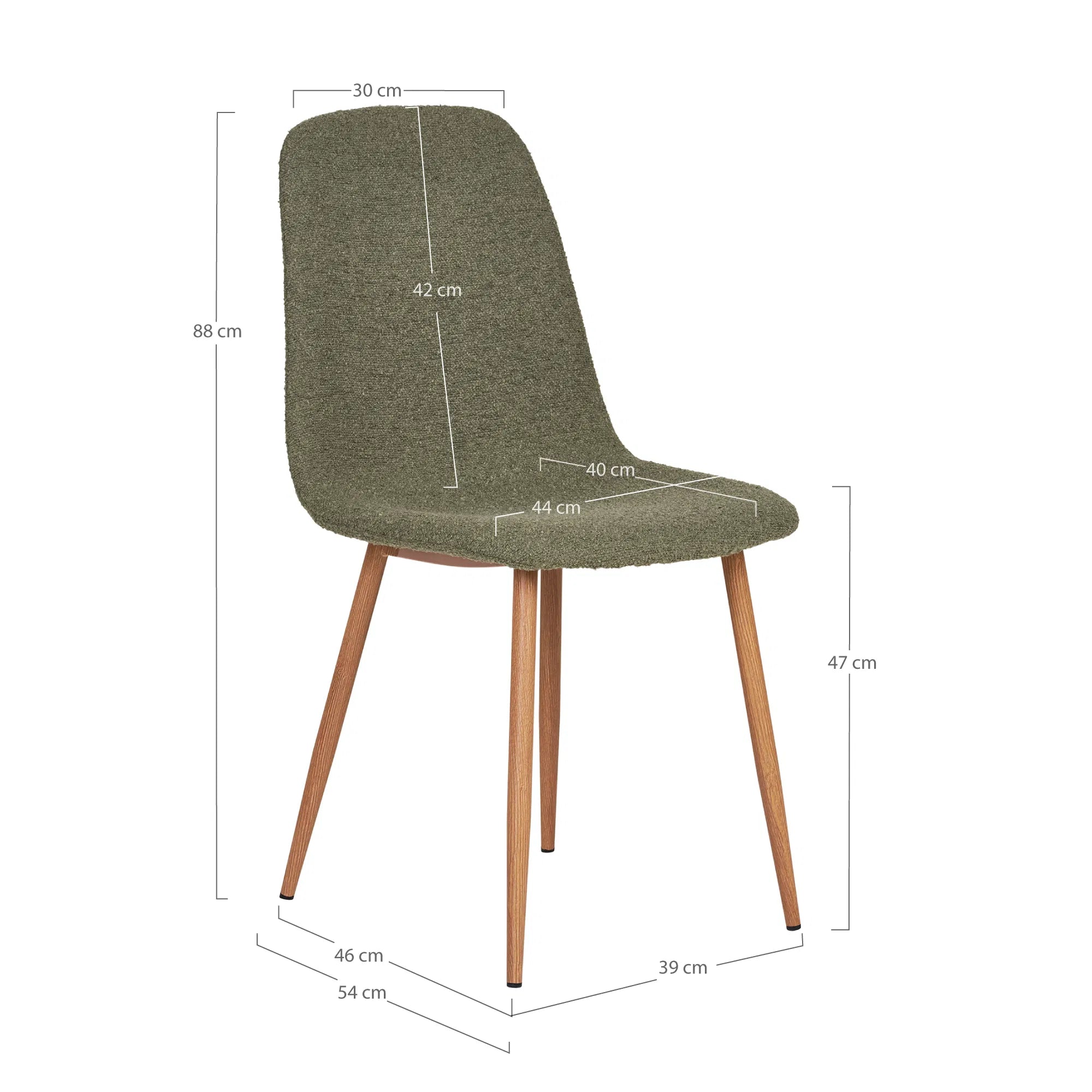 Set of 2 - Designer Chair Vienna in Green Bouclé