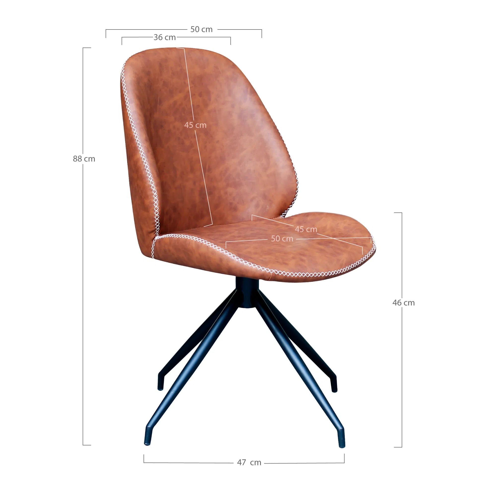 Set of 2 - Designer Lisbon Chair in Faux Leather with Swivel Function