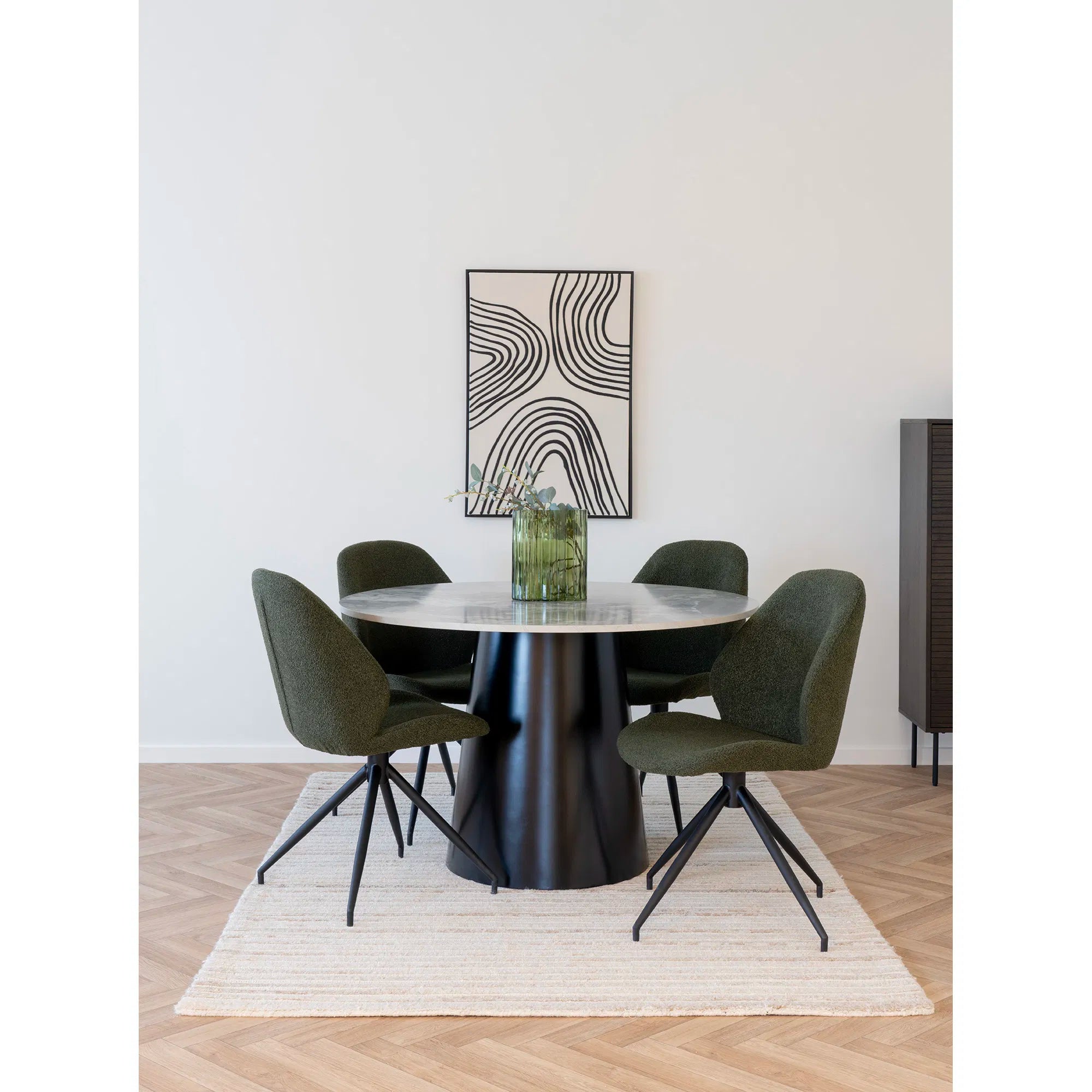 Set of 2 - Designer Lisbon Bouclé Chair with Swivel Function