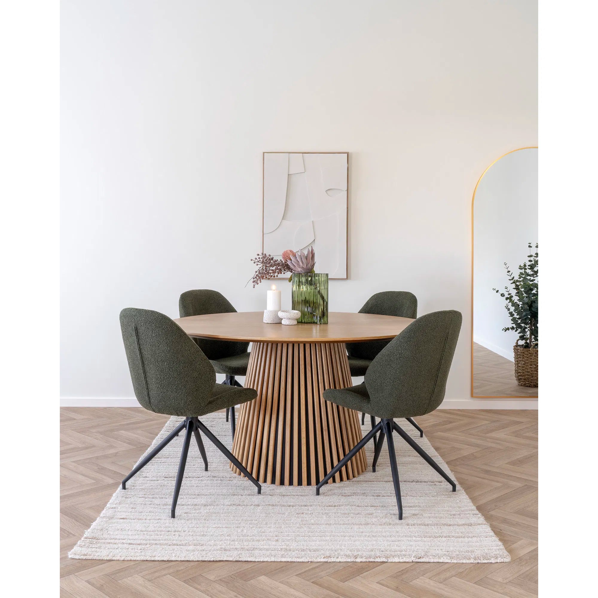 Set of 2 - Designer Lisbon Bouclé Chair with Swivel Function