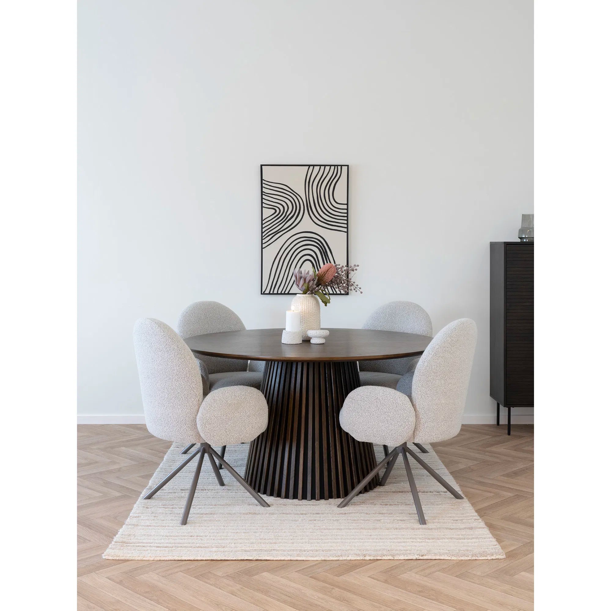 Designer Salerno Bouclé Chair with Swivel Function