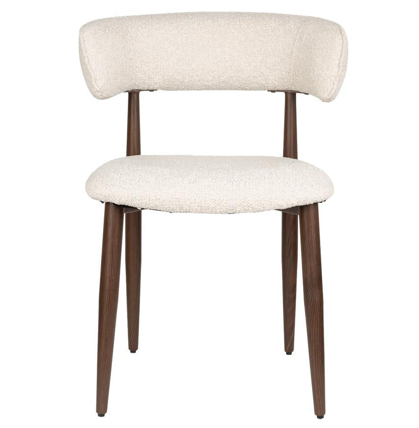 Dining chair Stanley set of 2 – made of bouclé in Beige
