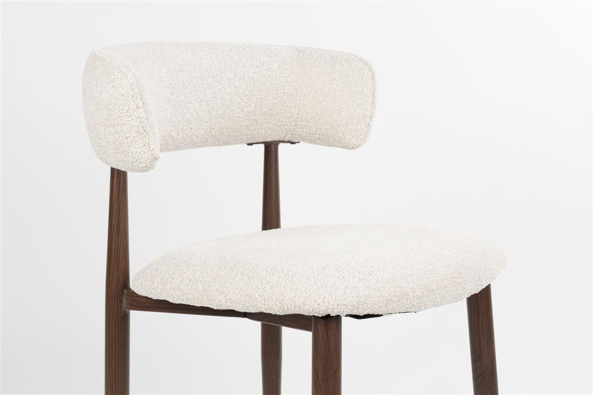 Dining chair Stanley set of 2 – made of bouclé in Beige