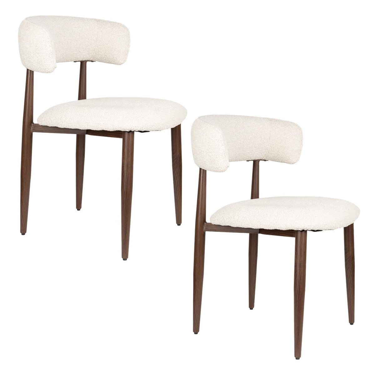 Dining chair Stanley set of 2 – made of bouclé in Beige