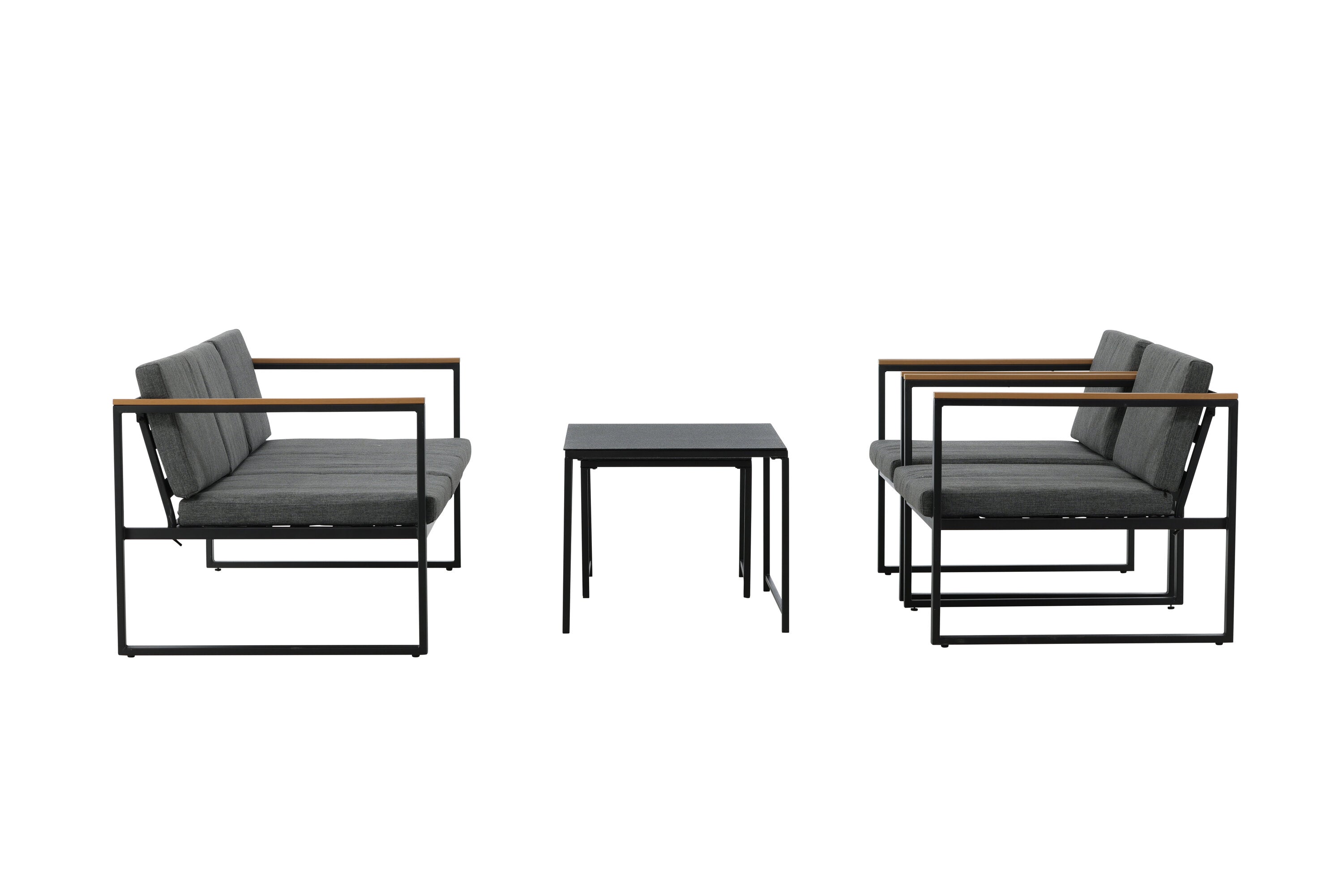 Loungeset Sunrise - aus schwarzem Stahl inkl. Glastischen