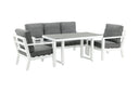 Garden Lounge Set Jenni – in White & Gray with Glass Top