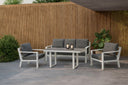 Garden Lounge Set Jenni – in White & Gray with Glass Top
