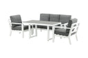 Garden Lounge Set Jenni – in White & Gray with Glass Top
