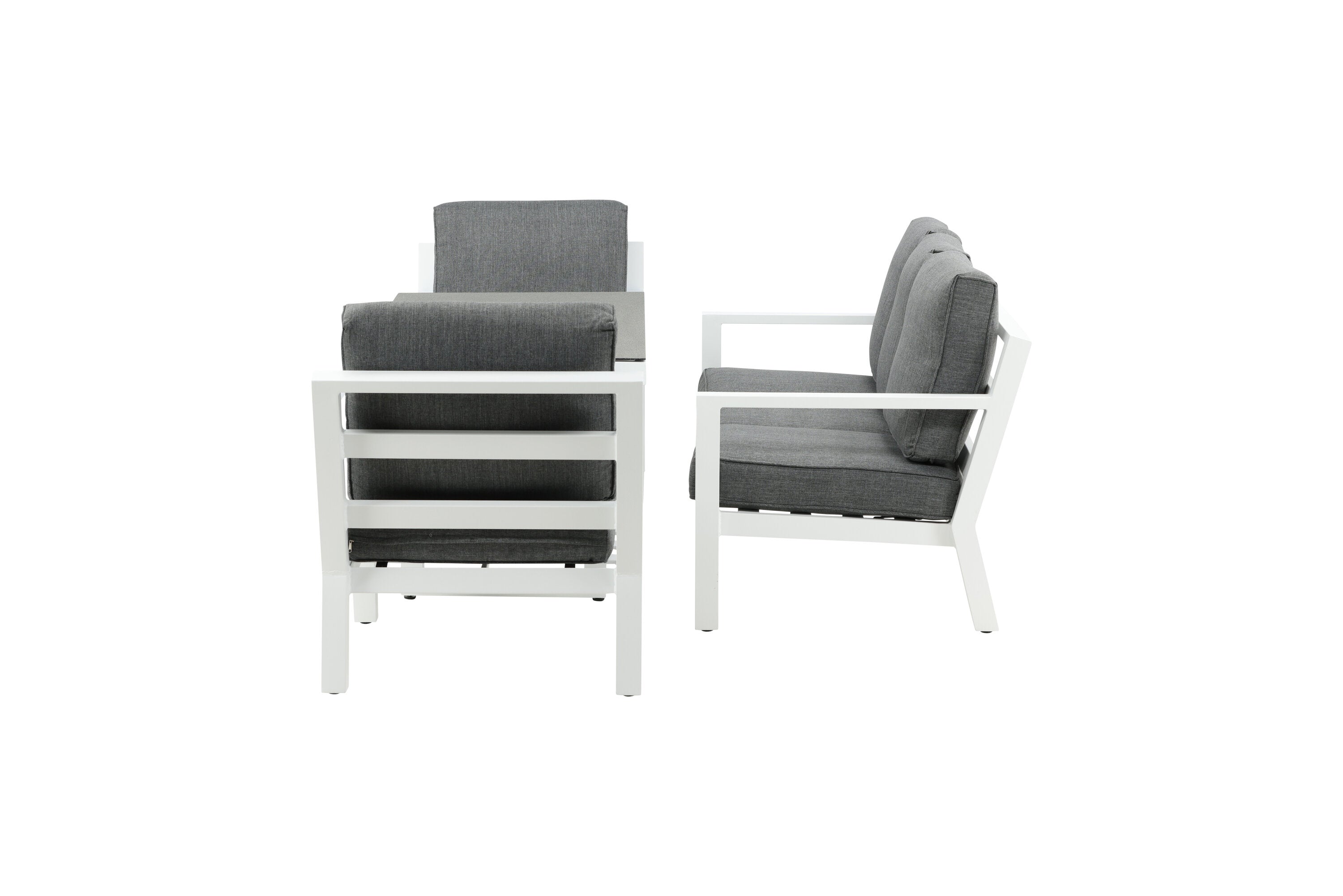 Garten Loungeset Jenni – in Weiß & Grau mit Glasplatte