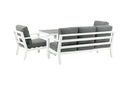 Garden Lounge Set Jenni – in White & Gray with Glass Top