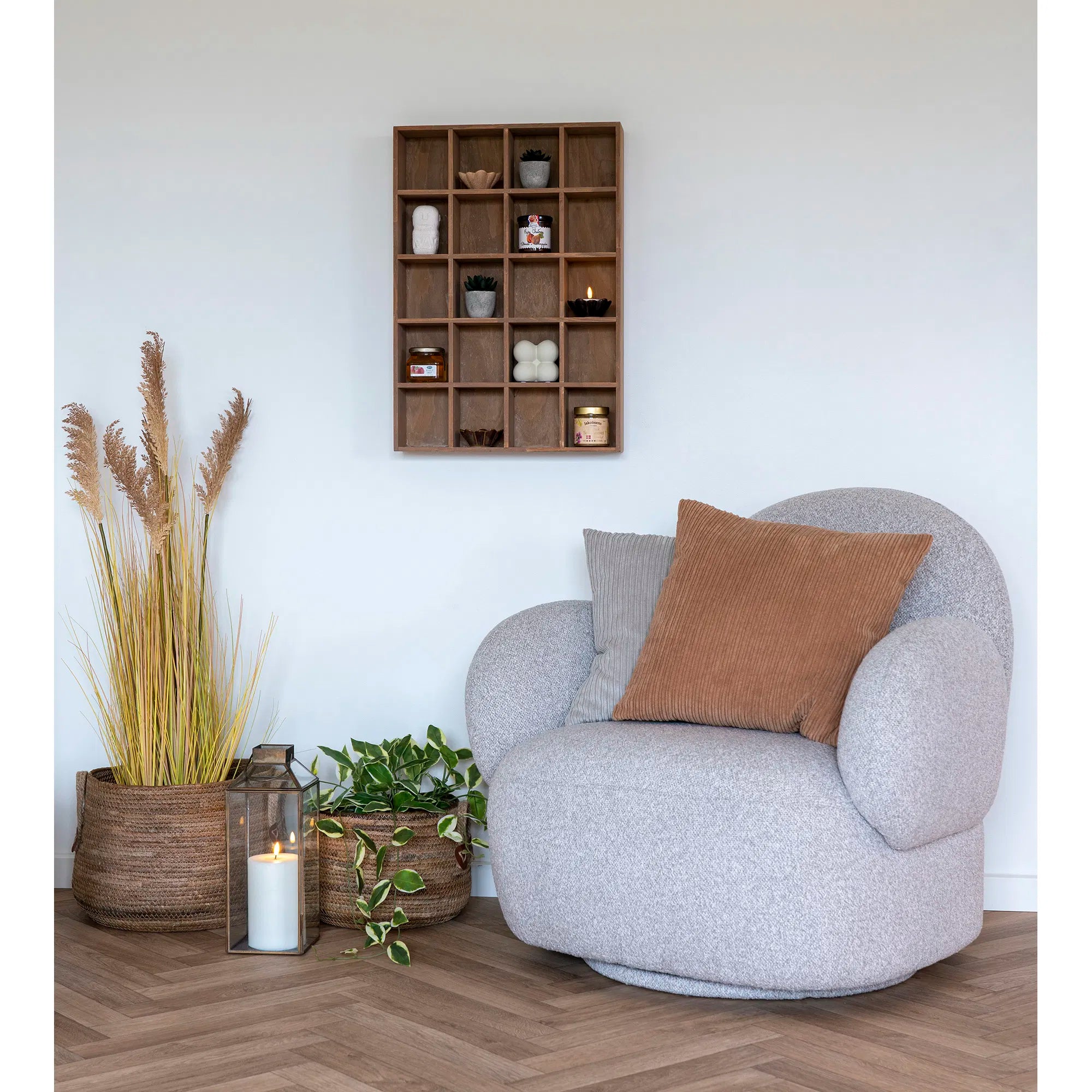 Designer sofa armchair Fermo with swivel function in gray bouclé