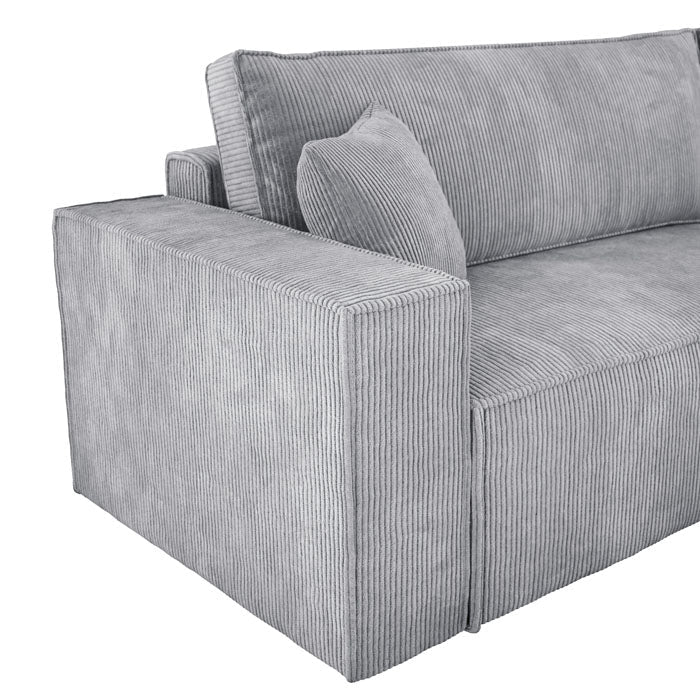 Designer Velanova sofa with sleeper function and storage space, made of corduroy