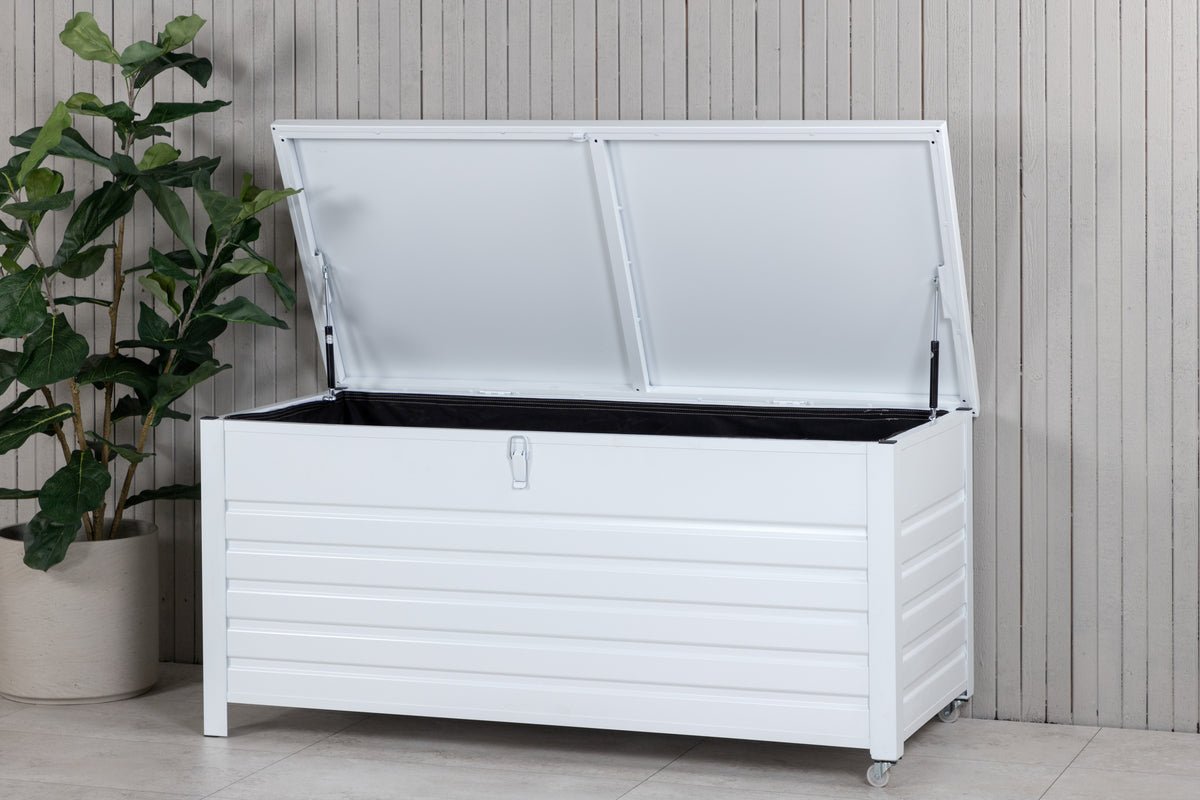 Garden Cushion Box Erika - Made of White Aluminum