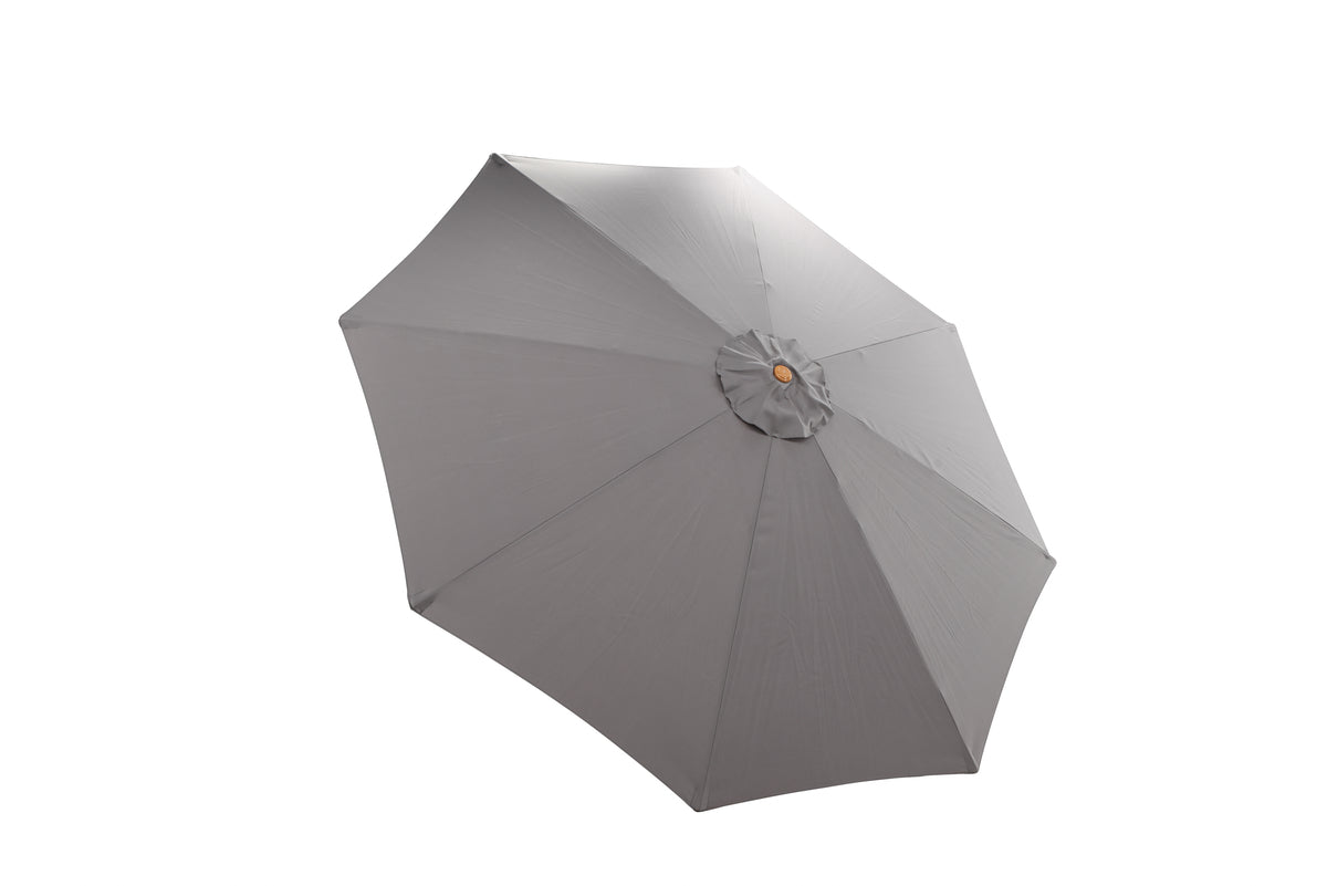 Sonnenschirm Frida – Ø300 cm in Grau mit Holzgestell aus Buche