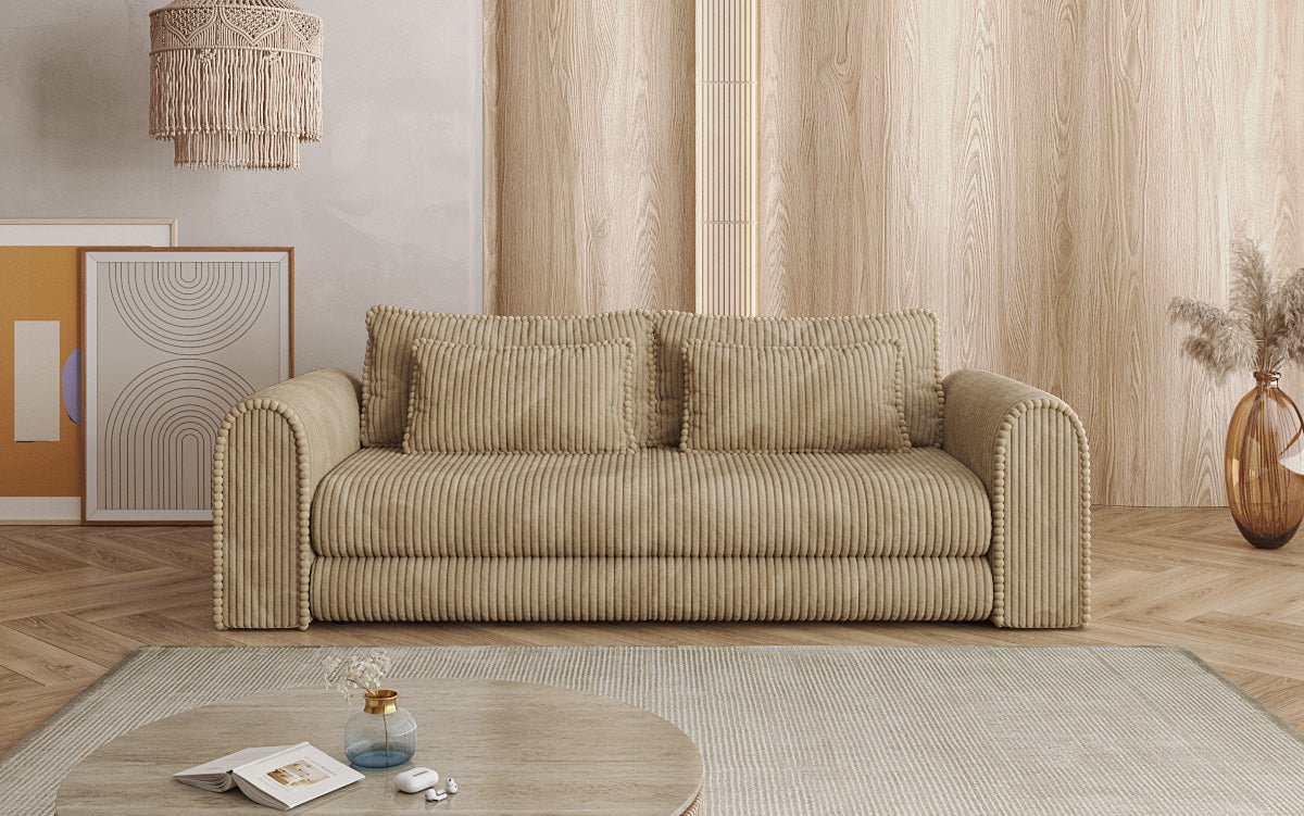 Designer Sofa Lil Buddy 3-seater with sleeping function and storage in wide corduroy