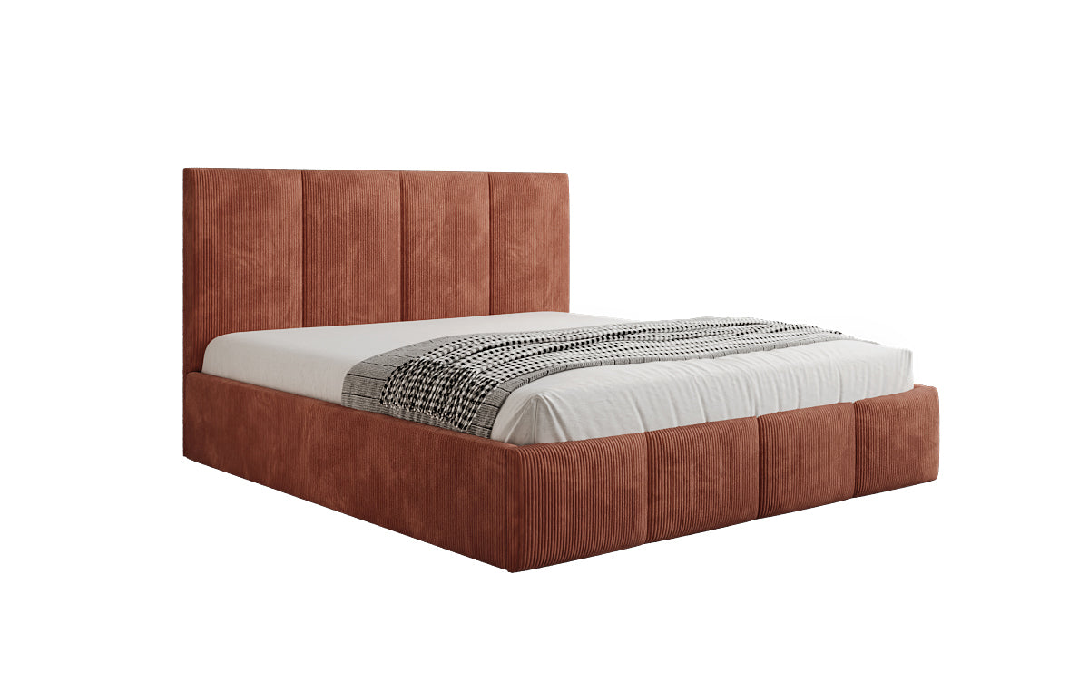 Designer upholstered bed Mina in Corduroy with storage space