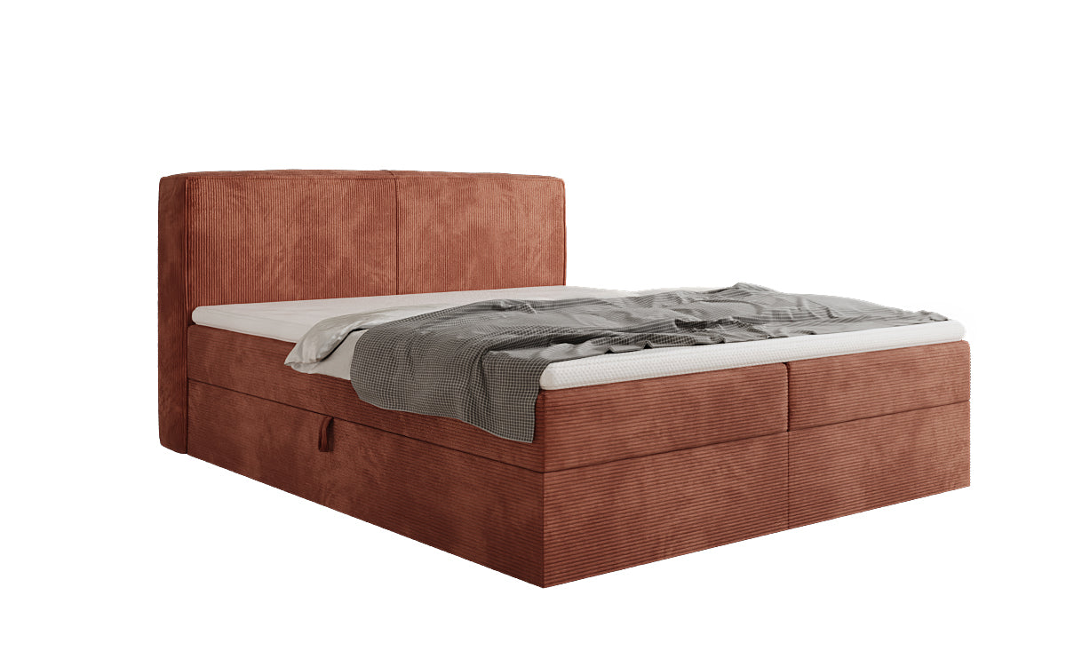 Box spring bed Marea in Corduroy with storage space