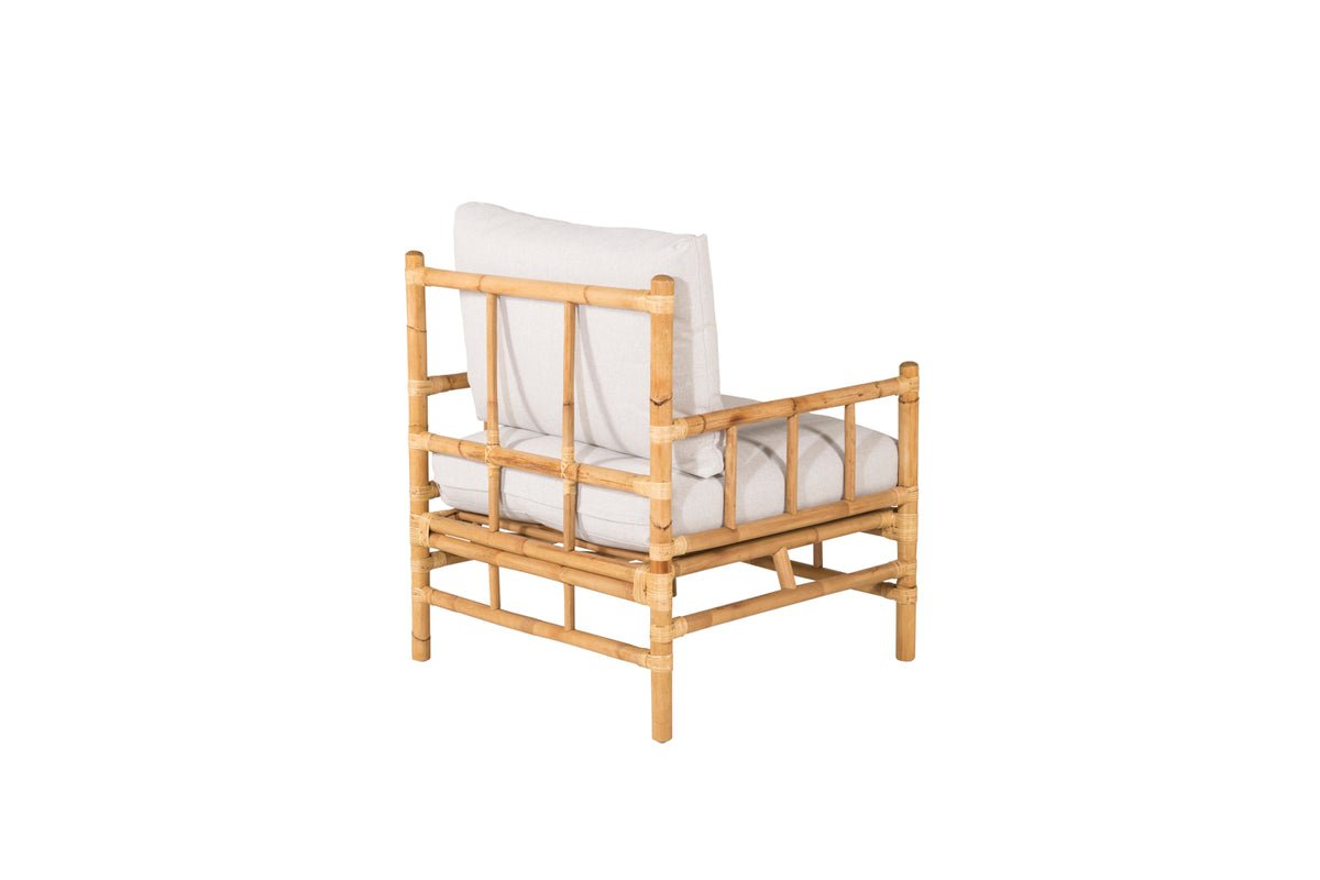 Armchair Bamboo - made of bamboo and rattan with light gray upholstery