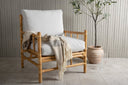 Armchair Bamboo - made of bamboo and rattan with light gray upholstery