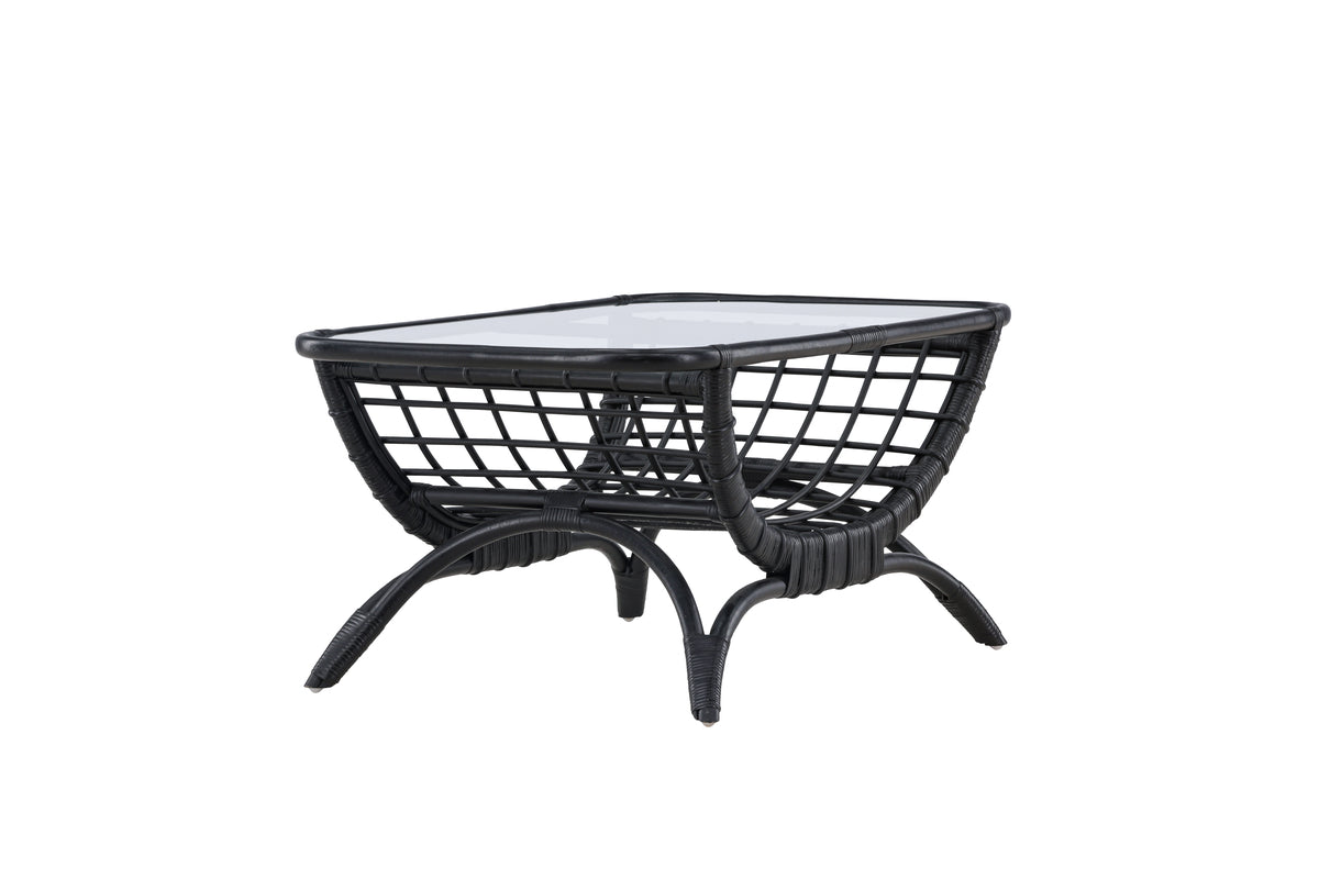 Garden Coffee Table Sarina - Made of Rattan and Glass in Black