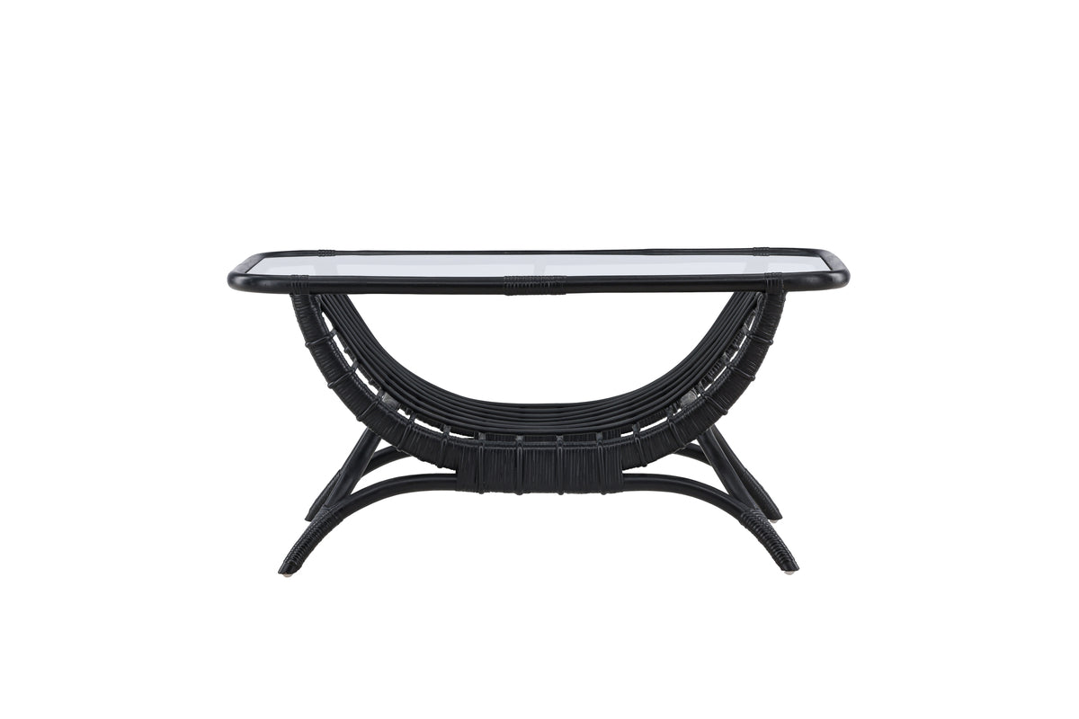Garden Coffee Table Sarina - Made of Rattan and Glass in Black