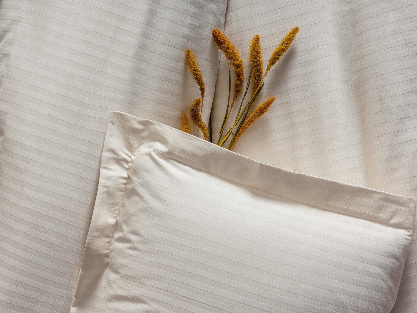 Premium Satin Bedding Set Stripe Beige