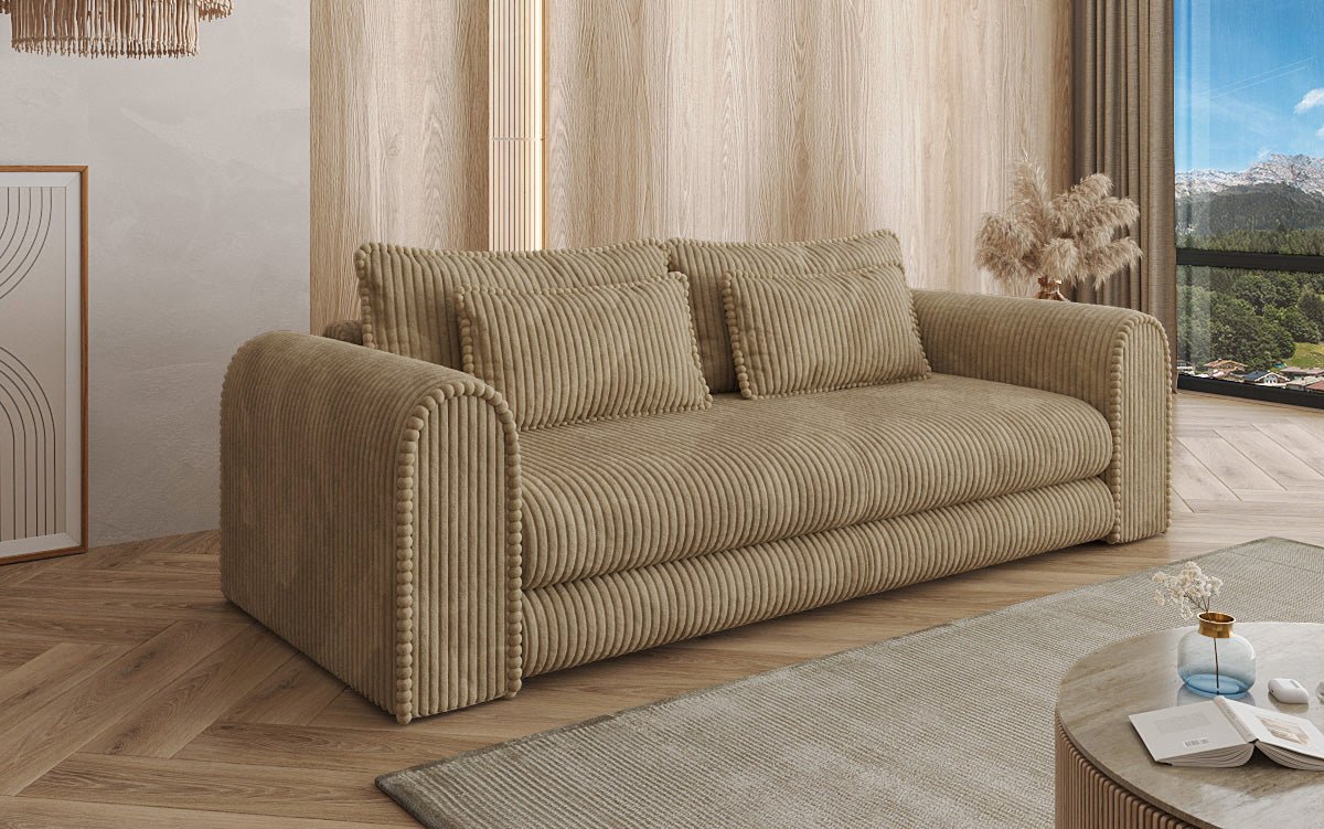 Designer Sofa Lil Buddy 3-seater with sleeping function and storage in wide corduroy