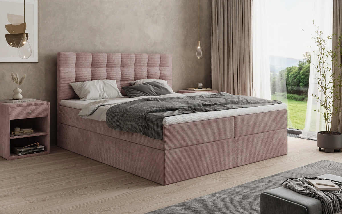 Como box spring bed in corduroy with storage