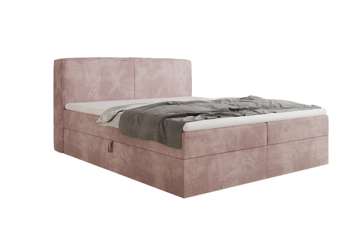 Box spring bed Marea in Corduroy with storage space